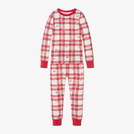 Hatley-Girls Red Check Cotton Heart Pyjamas | Childrensalon