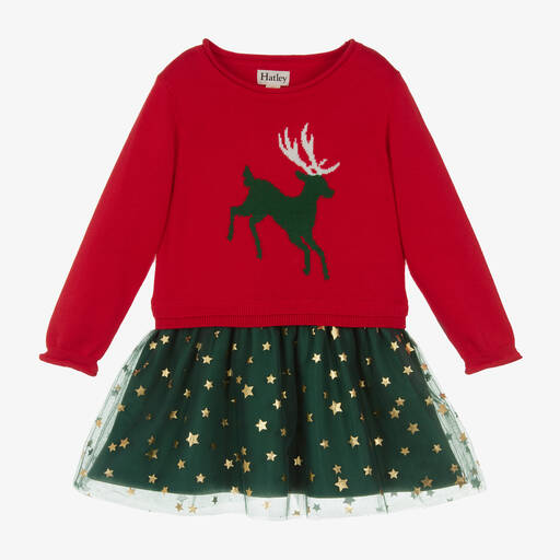 Hatley-Girls Red & Green Festive Dress | Childrensalon