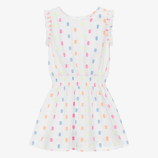 Hatley-Girls White Cotton Polka Dot Dress | Childrensalon