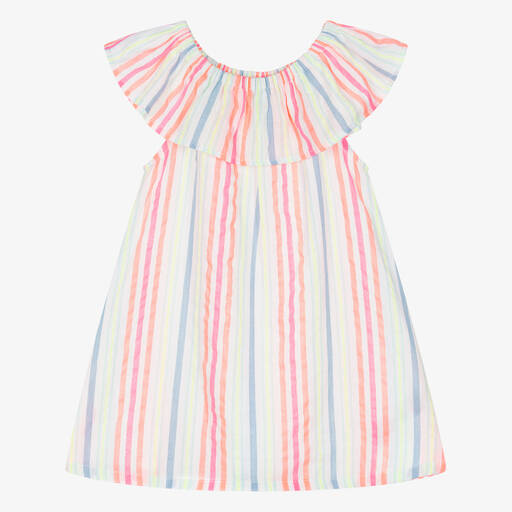Hatley-Girls White & Neon Pink Cotton Dress | Childrensalon