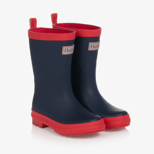 Hatley-Bottes de pluie bleu marine et rouges | Childrensalon