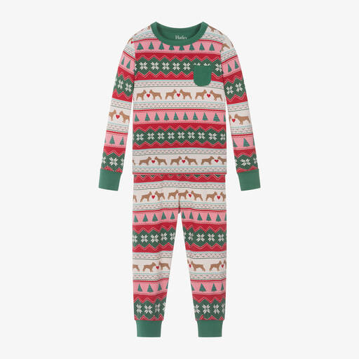 Hatley-Pink & Green Christmas Pyjamas | Childrensalon