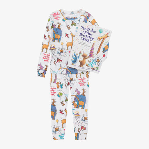 Hatley-White Birthday Wish Cotton Pyjamas & Book Set | Childrensalon
