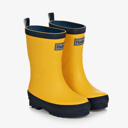 Hatley-Yellow & Navy Blue Rain Boots | Childrensalon