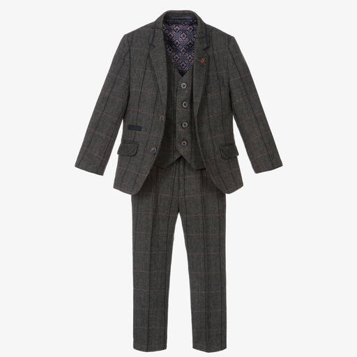 House of Cavani-Boys Grey Tweed Albert Suit | Childrensalon