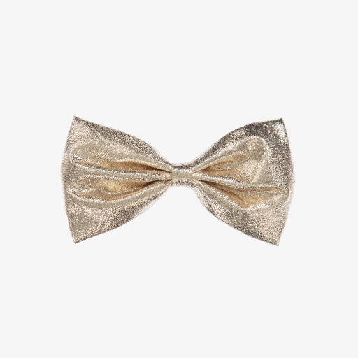 Hucklebones London-Girls Metallic Gold Bow Hair Clip (12cm) | Childrensalon