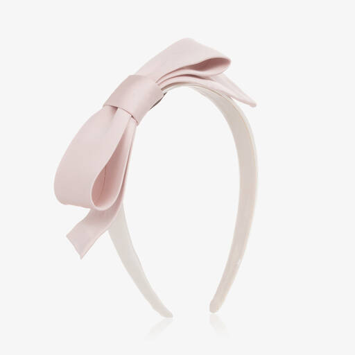 Hucklebones London-Girls Pink Bow Satin Headband | Childrensalon