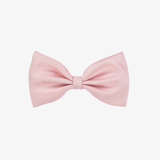 Hucklebones London-Girls Pink Satin Bow Hair Clip (12cm) | Childrensalon