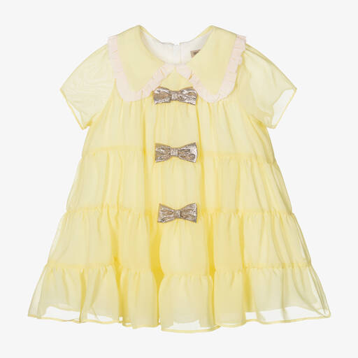 Hucklebones London-Girls Yellow Chiffon Dress | Childrensalon