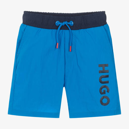 HUGO-Boys Blue Swim Shorts | Childrensalon