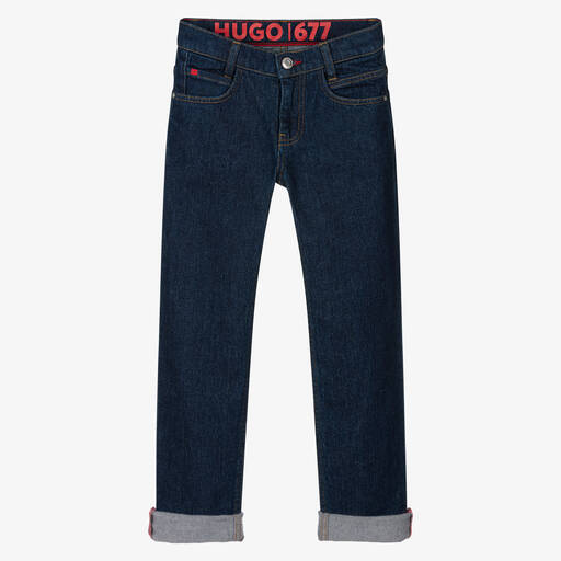HUGO-Boys Dark Blue Regular Fit 677 Jeans | Childrensalon