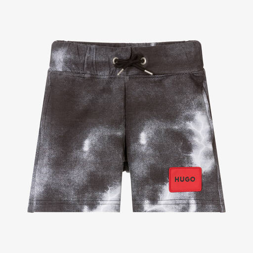 HUGO-Boys Grey Lightning Cotton Shorts | Childrensalon