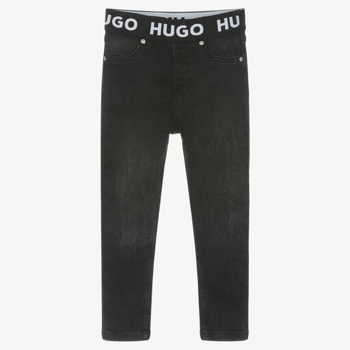 HUGO-جيغنغز قطن دنيم لون أسود للبنات | Childrensalon