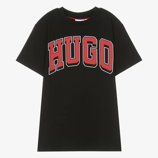 HUGO-تيشيرت قطن لون أسود للمراهقين | Childrensalon