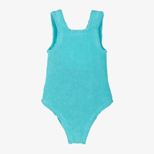 Hunza G-Girls Aqua Blue Crinkle Swimsuit | Childrensalon