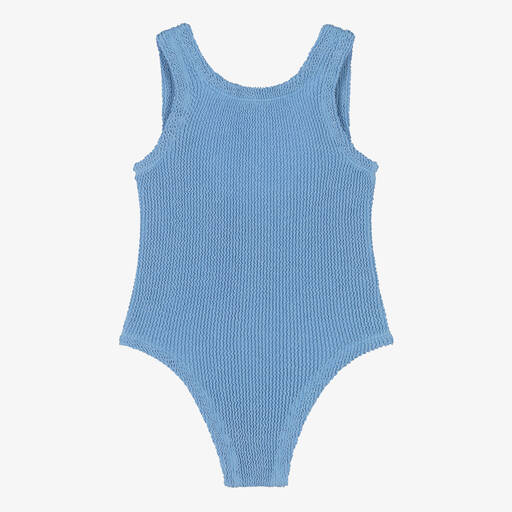 Hunza G-Girls Blue Crinkle Swimsuit | Childrensalon