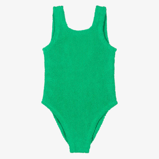 Hunza G-Girls Green Crinkle Swimsuit | Childrensalon