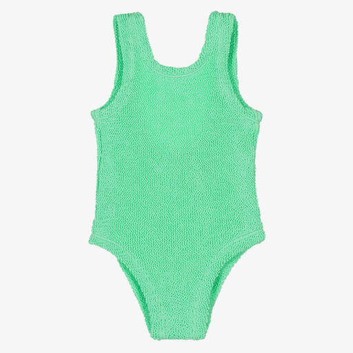 Hunza G-Girls Pale Green Crinkle Swimsuit | Childrensalon