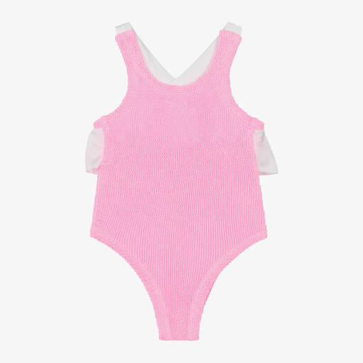 Hunza G-Girls Pink Crinkle Swimsuit | Childrensalon
