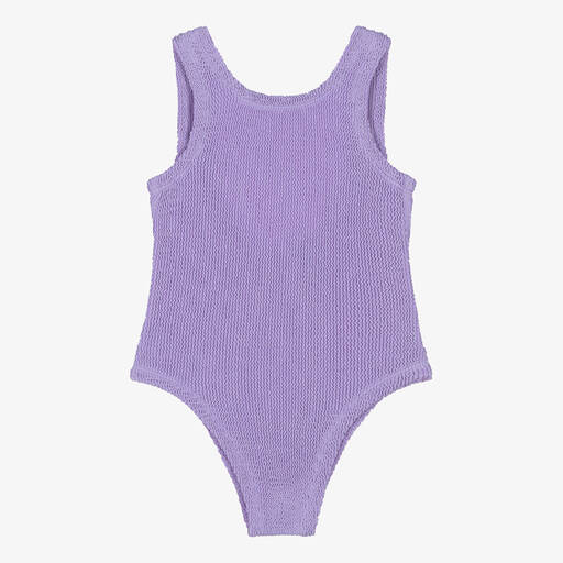 Hunza G-Фиолетовый жатый купальник для девочек | Childrensalon