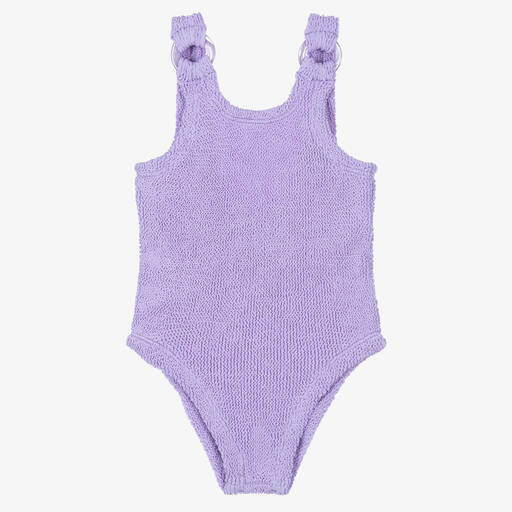Hunza G-Girls Purple Crinkle Swimsuit | Childrensalon
