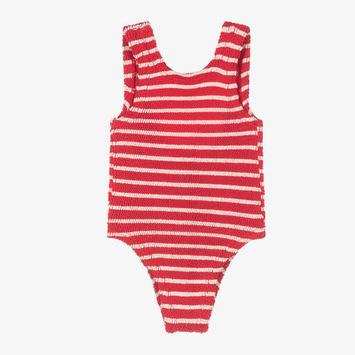 Hunza G-Girls Red Stripe Crinkle Swimsuit | Childrensalon