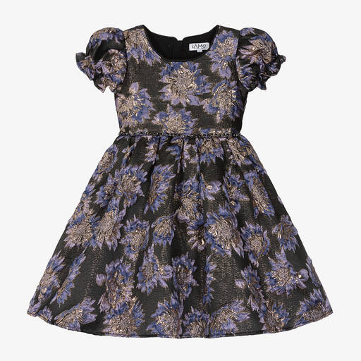iAMe-Girls Black Jacquard Floral Dress | Childrensalon