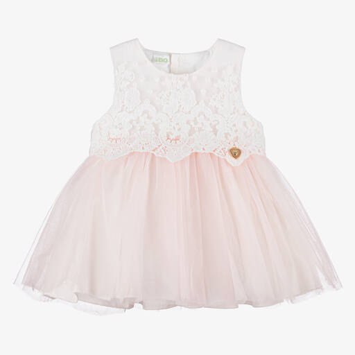 iDO Mini-Baby Girls Pink Lace & Tulle Dress | Childrensalon