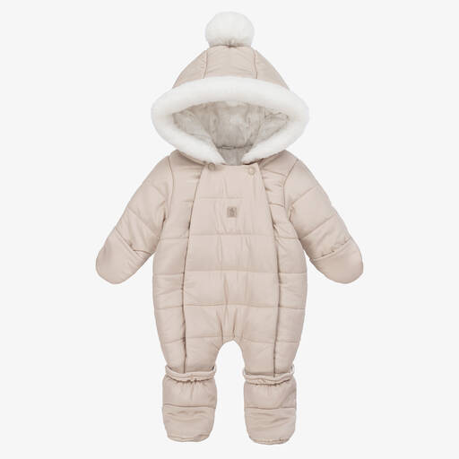 iDO Mini-Beige Puffer Snowsuit | Childrensalon