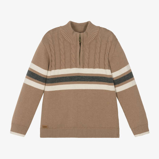 iDO Baby-Boys Beige Cotton & Wool Sweater | Childrensalon