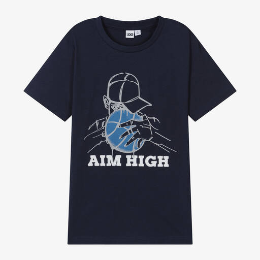 iDO Junior-Boys Blue Cotton Basketball T-Shirt | Childrensalon