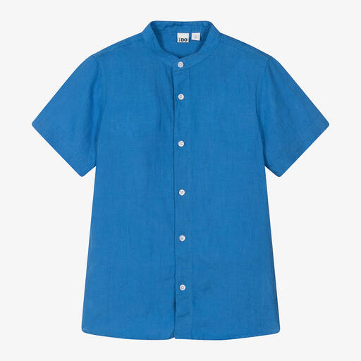 iDO Junior-Boys Blue Linen Shirt | Childrensalon