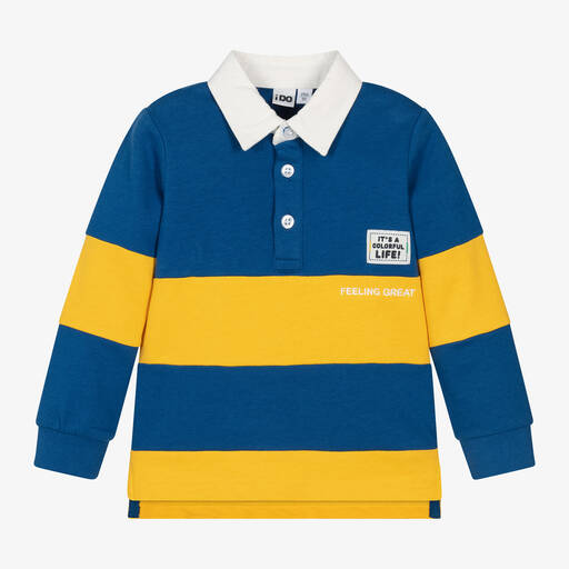 iDO Baby-Boys Blue Stripe Cotton Rugby Shirt | Childrensalon