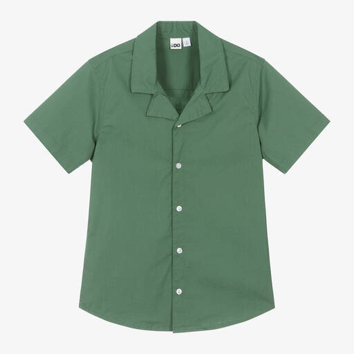 iDO Junior-قميص قطن بوبلين لون أخضر للأولاد | Childrensalon