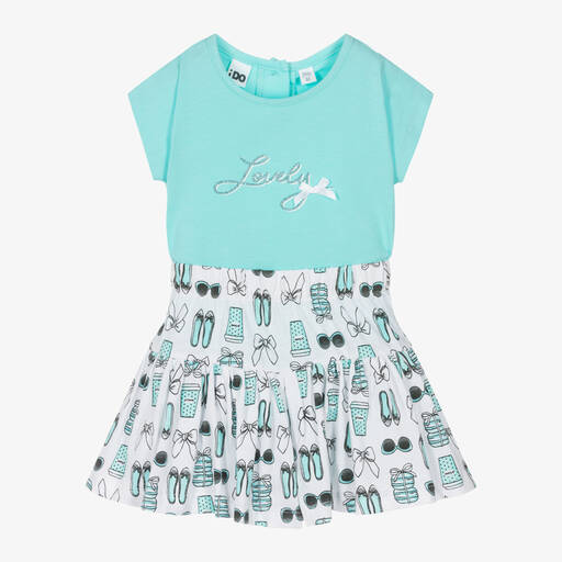 iDO Baby-Girls Blue Cotton Skirt Set | Childrensalon