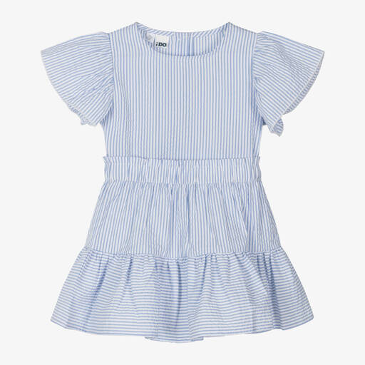 iDO Baby-Girls Blue Cotton Striped Skirt Set | Childrensalon