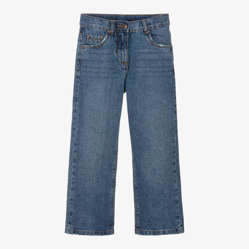 iDO Junior-Girls Blue Denim Wide-Leg Jeans | Childrensalon