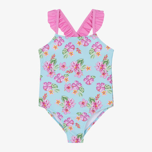 iDO Baby-Girls Blue Floral Swimsuit | Childrensalon