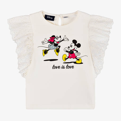 iDO Baby-Girls Ivory Cotton Disney T-Shirt | Childrensalon