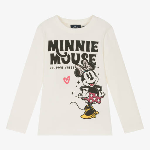 iDO Baby-Girls Ivory Cotton Minnie Mouse Top | Childrensalon
