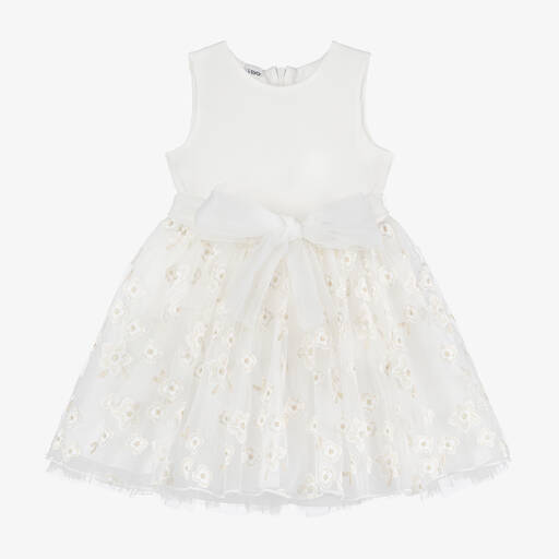 iDO Baby-Girls Ivory Floral Tulle Dress | Childrensalon
