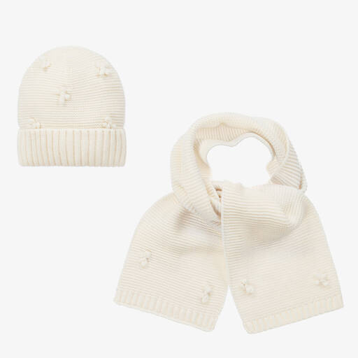 iDO Baby-Girls Ivory Knitted Hat & Scarf Set | Childrensalon