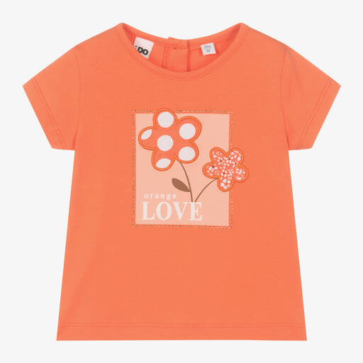 iDO Baby-Girls Orange Cotton Flower T-Shirt | Childrensalon
