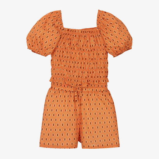 iDO Junior-Girls Orange Cotton Shorts Set | Childrensalon