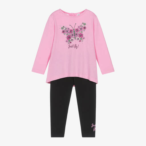 iDO Baby-Girls Pink & Black Butterfly Leggings Set | Childrensalon