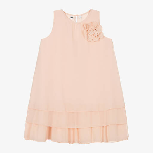 iDO Junior-Girls Pink Chiffon Flower Dress | Childrensalon