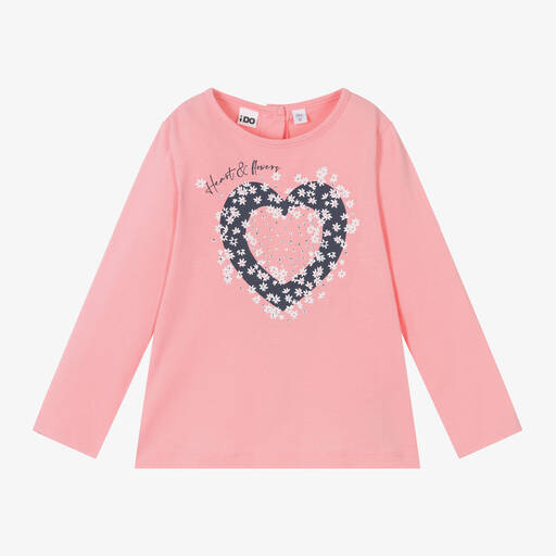 iDO Baby-Girls Pink Cotton Heart Top | Childrensalon
