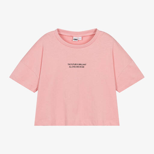 iDO Junior-Girls Pink Cotton Slogan T-Shirt | Childrensalon