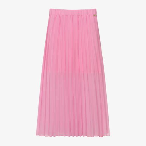 iDO Junior-Girls Pink Crêpe Chiffon Pleated Skirt | Childrensalon