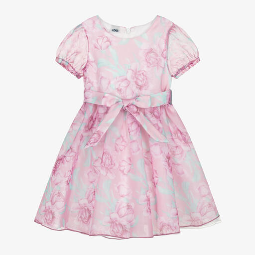 iDO Baby-Girls Pink Floral Organza Dress | Childrensalon